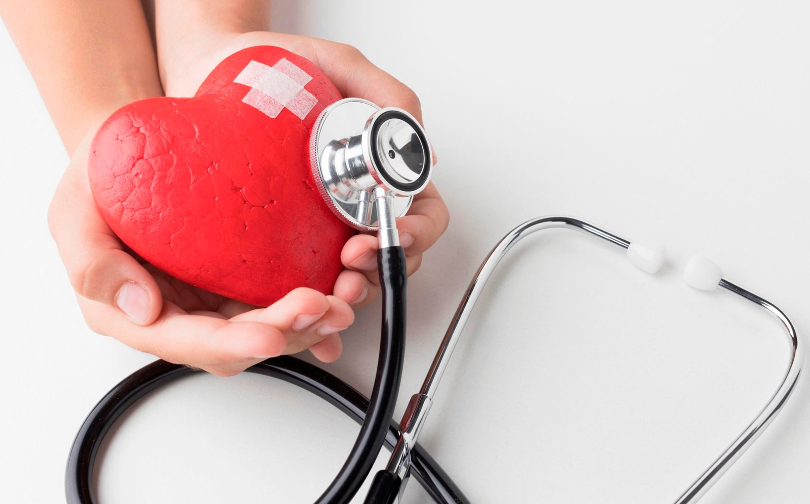 top view world heart day concept with stethoscope